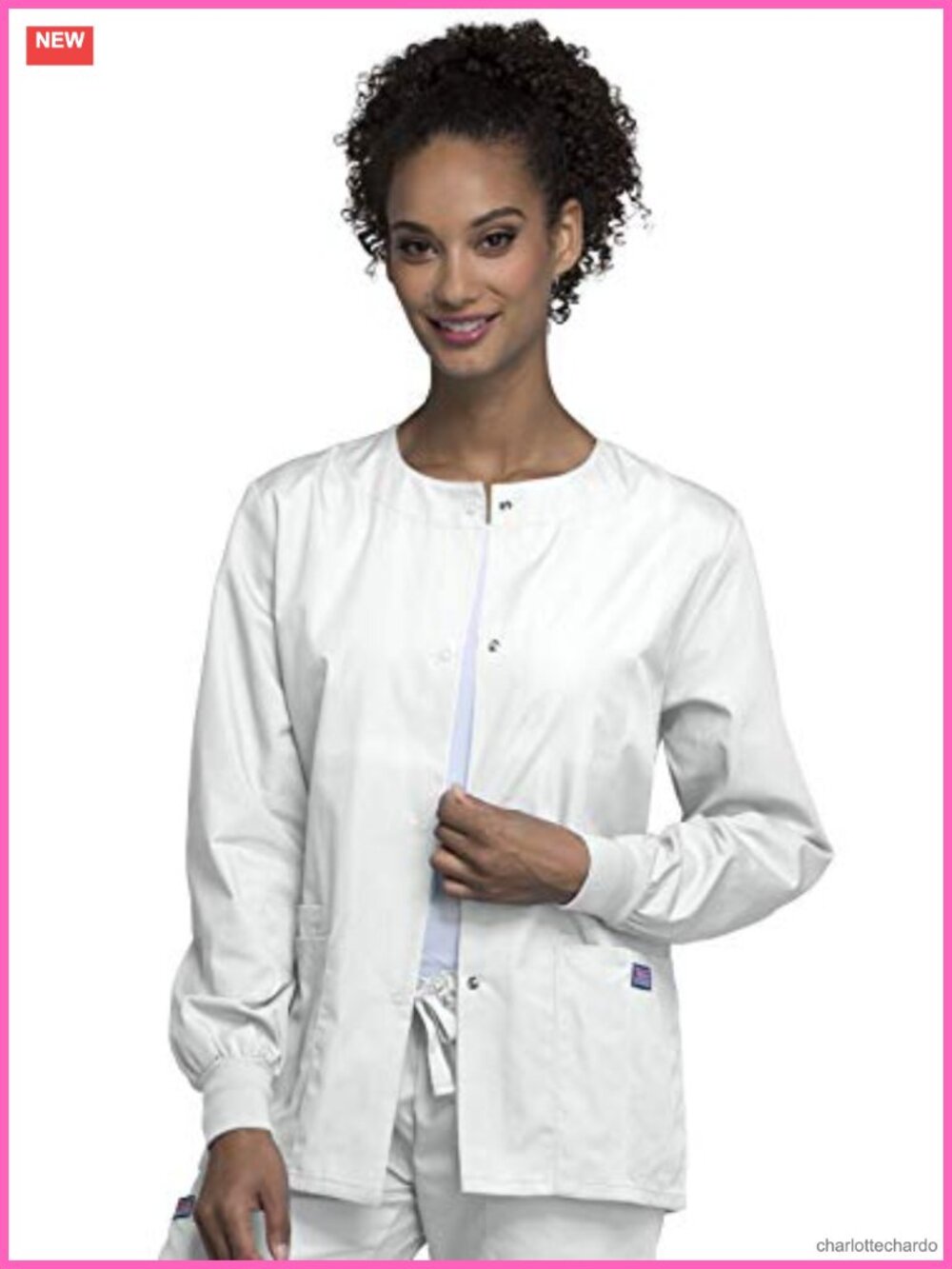 Scrub Jacket Snap Front 3 Pockets Cotton Polyester Blend
